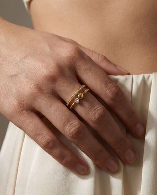 Zirconia Beaded Heart Ring 18K Guldpläterat