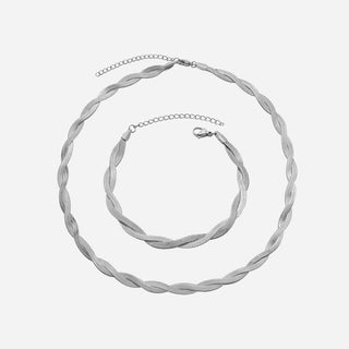 Twisted Flat Snake Choker + Armband Smyckesset
