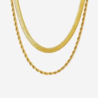 Snake Choker + Rope Smyckesset 18K Guldpläterat 2mm