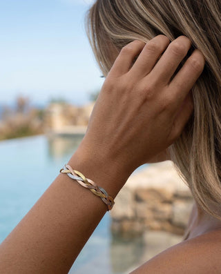 Triple Twisted Flat Snake Armband 18K Rosa/Guldpläterat 7mm