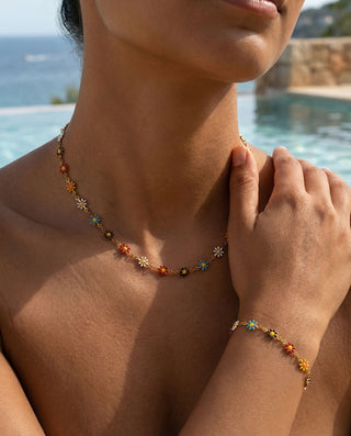 Daisy Summer Halskedja + Armband Smyckesset 18K Guldpläterat
