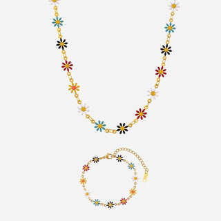 Daisy Summer Halsband + Armband Smyckesset 18K Guldpläterad