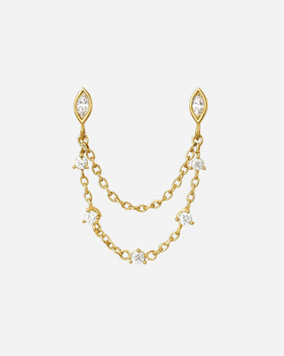 Crystal Chain Stiftörhängen 925 Silver 18K Guldpläterat