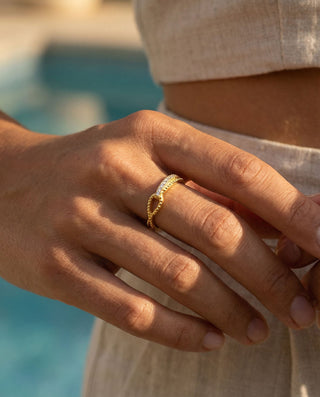 Elegant Zirconia Ring 925 Silver 18K Guldpläterat