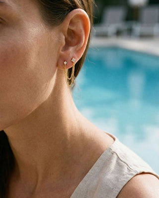 Zirconia Flower Stiftörhängen 925 Silver 18K Guldpläterat