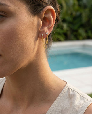 Zirconia Flower Stiftörhängen 925 Silver 18K Guldpläterat