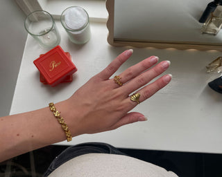 Champagne Zirconia Leaf Ring 925 Silver 18K Guldpläterad