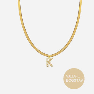 Flat Snake Bokstäv Halsband 18K Guldpläterat 4mm