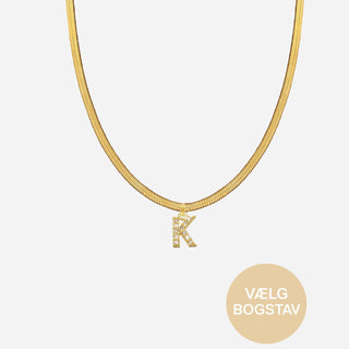 Flat Snake Bokstav Halskedja 18K Guldpläterat 4mm