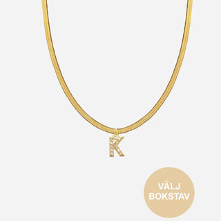 Flat Snake Bokstav Halskedja 18K Guldpläterat 4mm