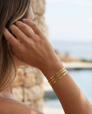 Triple Flat Snake Armband 18K Guldpläterat 9mm