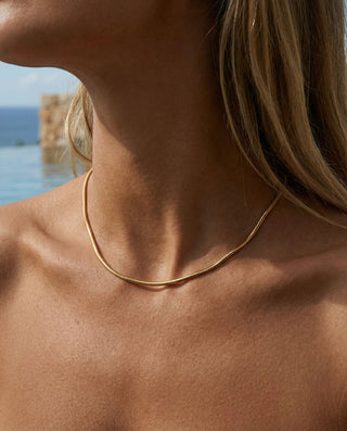 Round Snake Choker 18K Guldpläterat 2mm