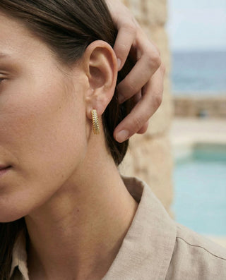 Round Zirconia Hoops 18K Guldpläterat