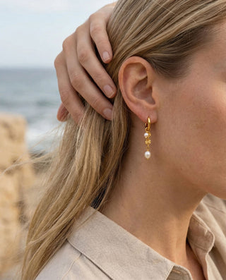 Sunburst Freshwater Pearl Örhängen 18K Guldbelagt