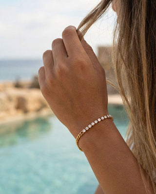 Panzer Tennis Armband 18K Guldpläterat 3mm