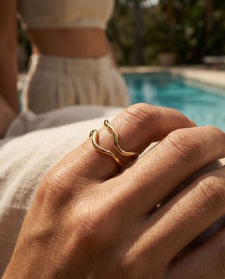Double Wave Ring 18K Guldpläterat