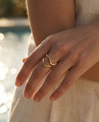 Double Wave Ring 18K Guldpläterat