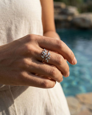 Zirconia Deluxe Leaf Ring 925 Silver