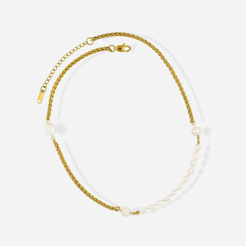 Elegant Freshwater Pearl Halsband 18K Guldpläterad