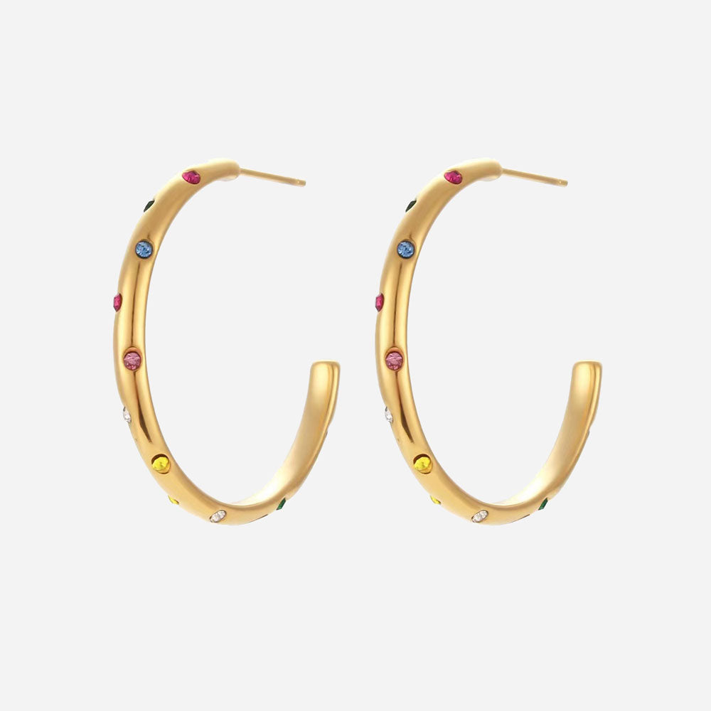 Elegant Multi Zirconia Hoops 18K Guldpläterad