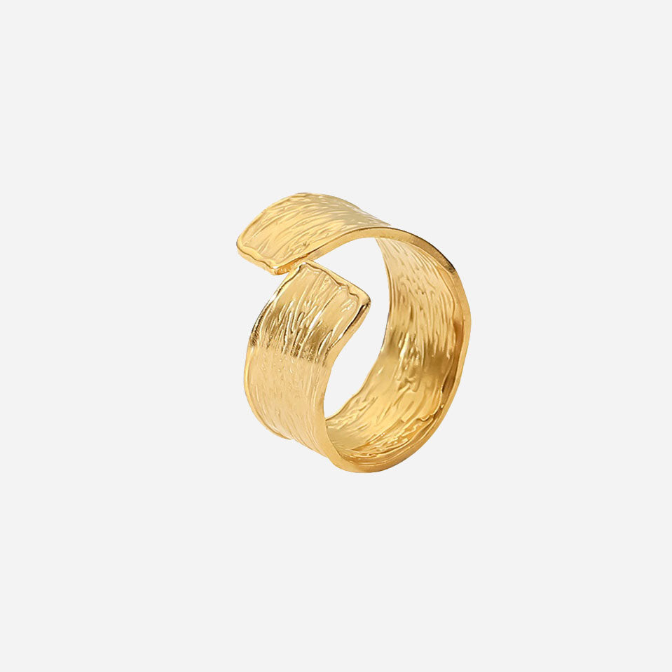 Wide Texture Ring 18K Guldpläterad