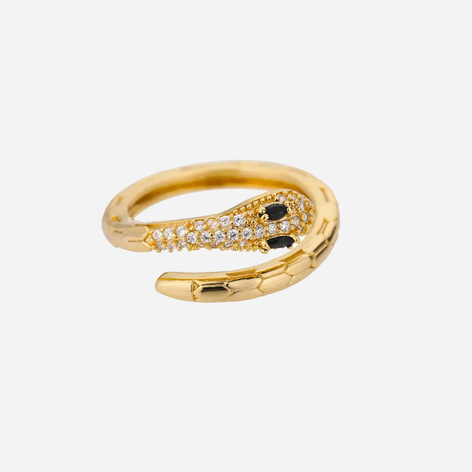 Glittrande Snake Zirconia Ring 18K Guldpläterad