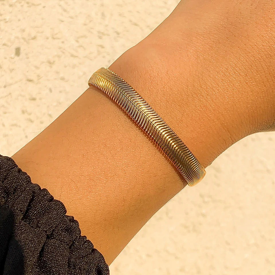 Wide Snake Armband 18K Guldpläterad 6mm