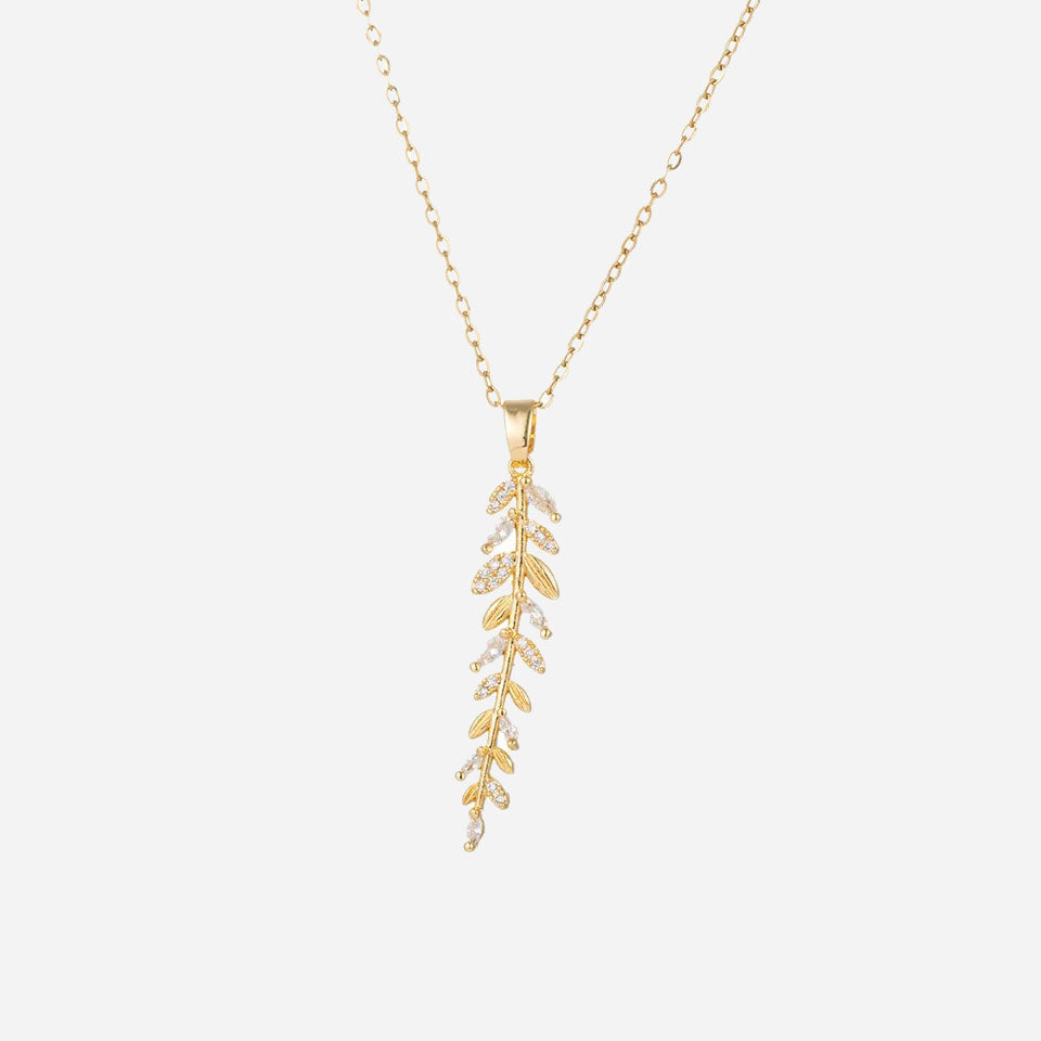 Zirconia Leaf Halsband 18K Guldpläterad