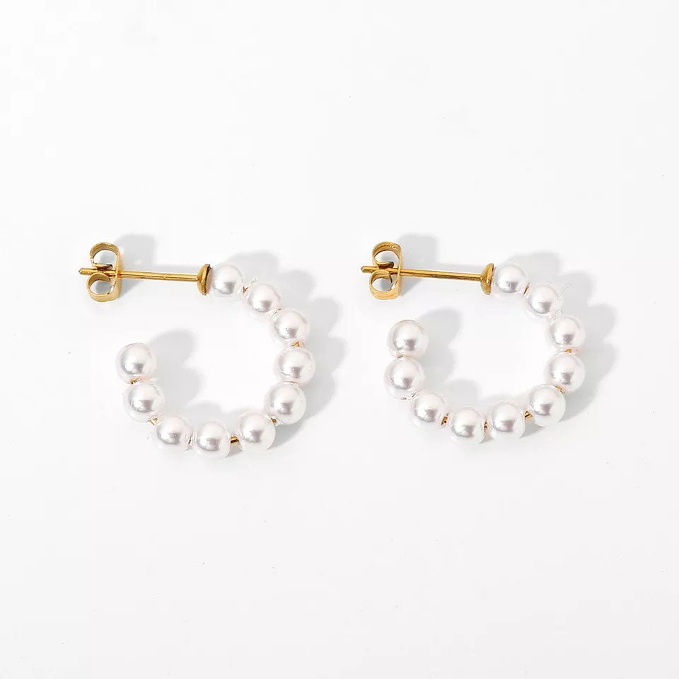 Glam Pearl Hoops 18K Guldpläterad