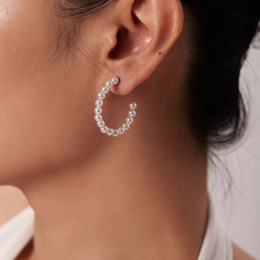 Glam Pearl Hoops 18K Guldpläterad