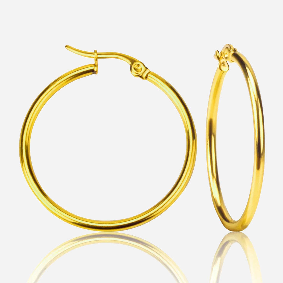 Klassisk Thin Hoops 18K Guldpläterad