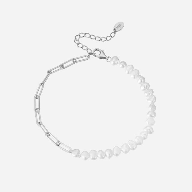 Freshwater Pearl Chain Armband 925 Silver