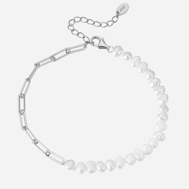 Freshwater Pearl Chain Armband 925 Silver