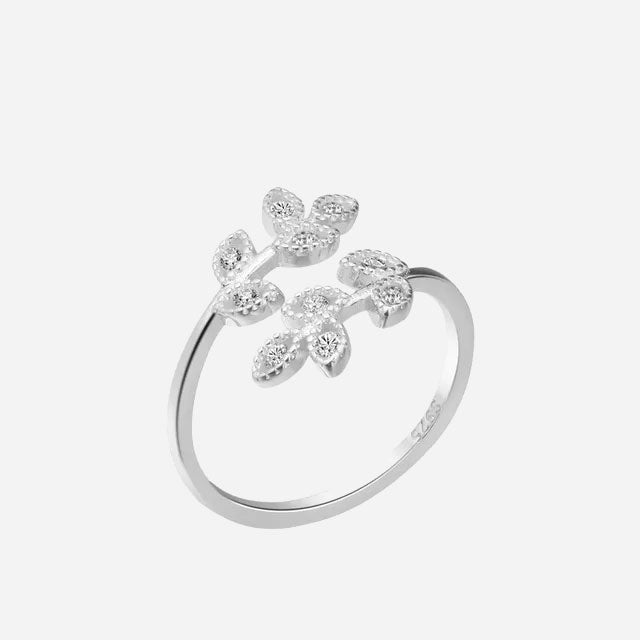 Cute Zirconia Leaf Ring 925 Silver