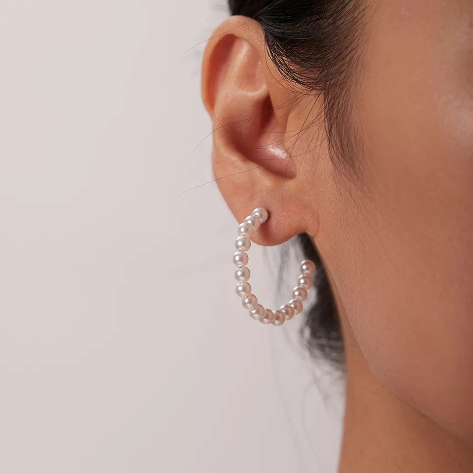 Glam Pearl Hoops 18K Guldpläterad