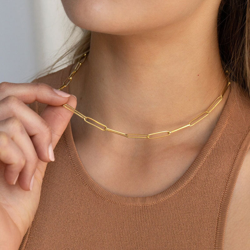 Paperclip Choker 18K Guldpläterad 4mm