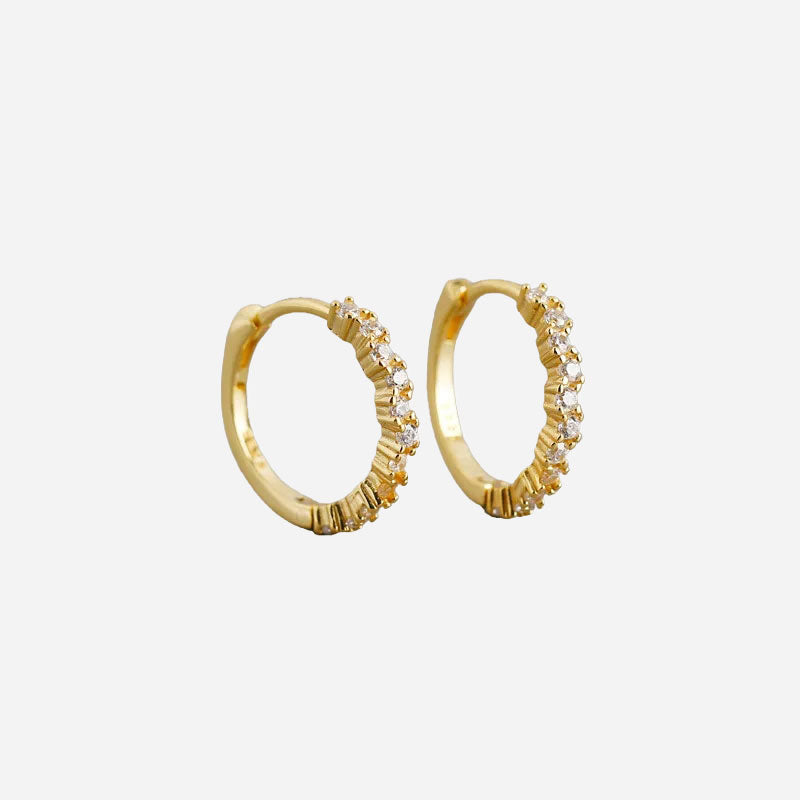 Fine Small Zirconia Hoops 925 Silver 18K Guldpläterad