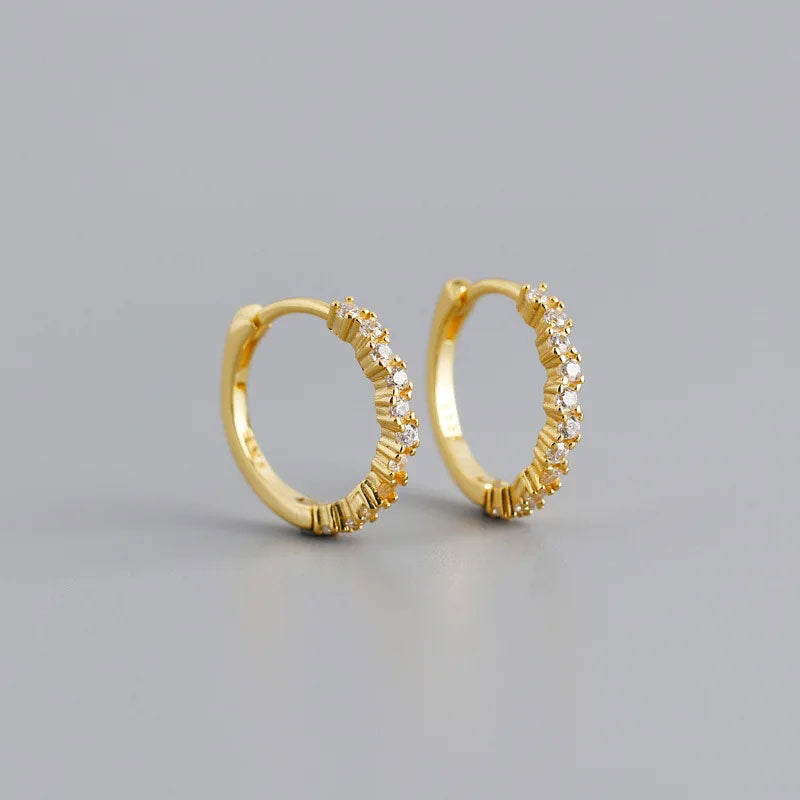 Fine Small Zirconia Hoops 925 Silver 18K Guldpläterad