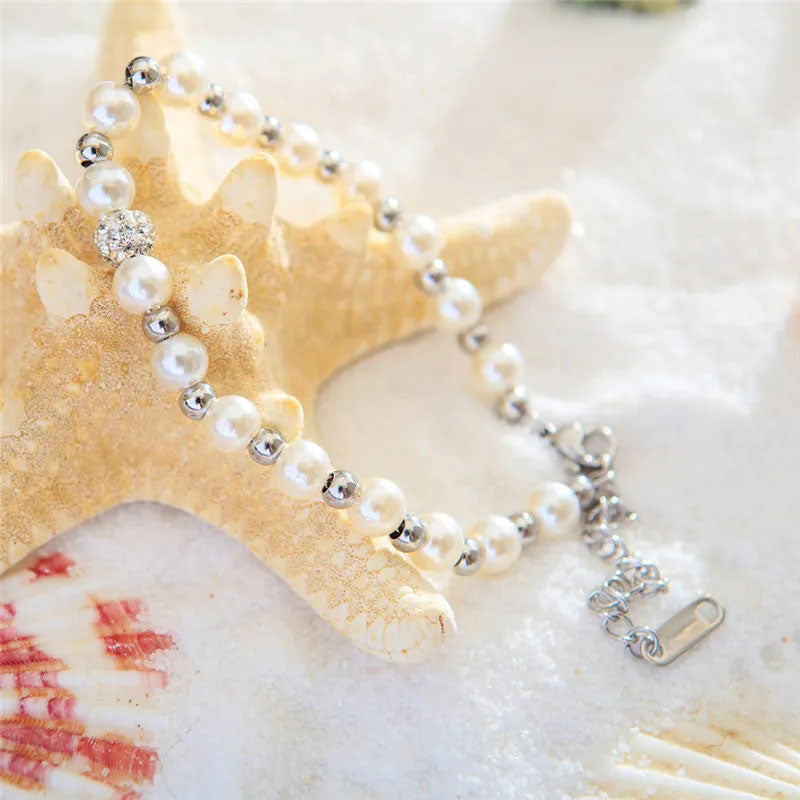 Pearl Charm Armband 4mm