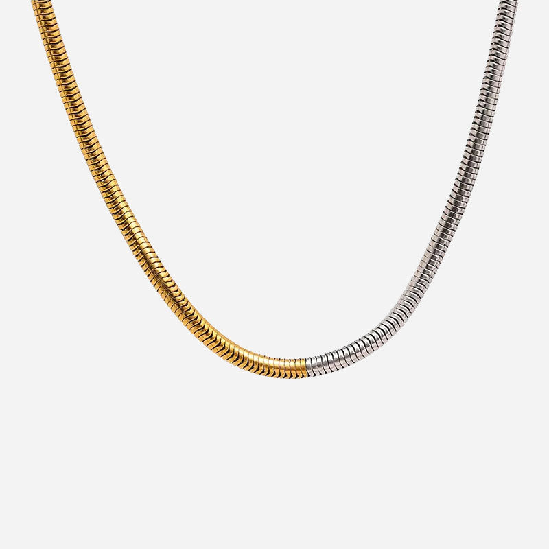 Round Snake Choker Two-Tone 18K Guldpläterad