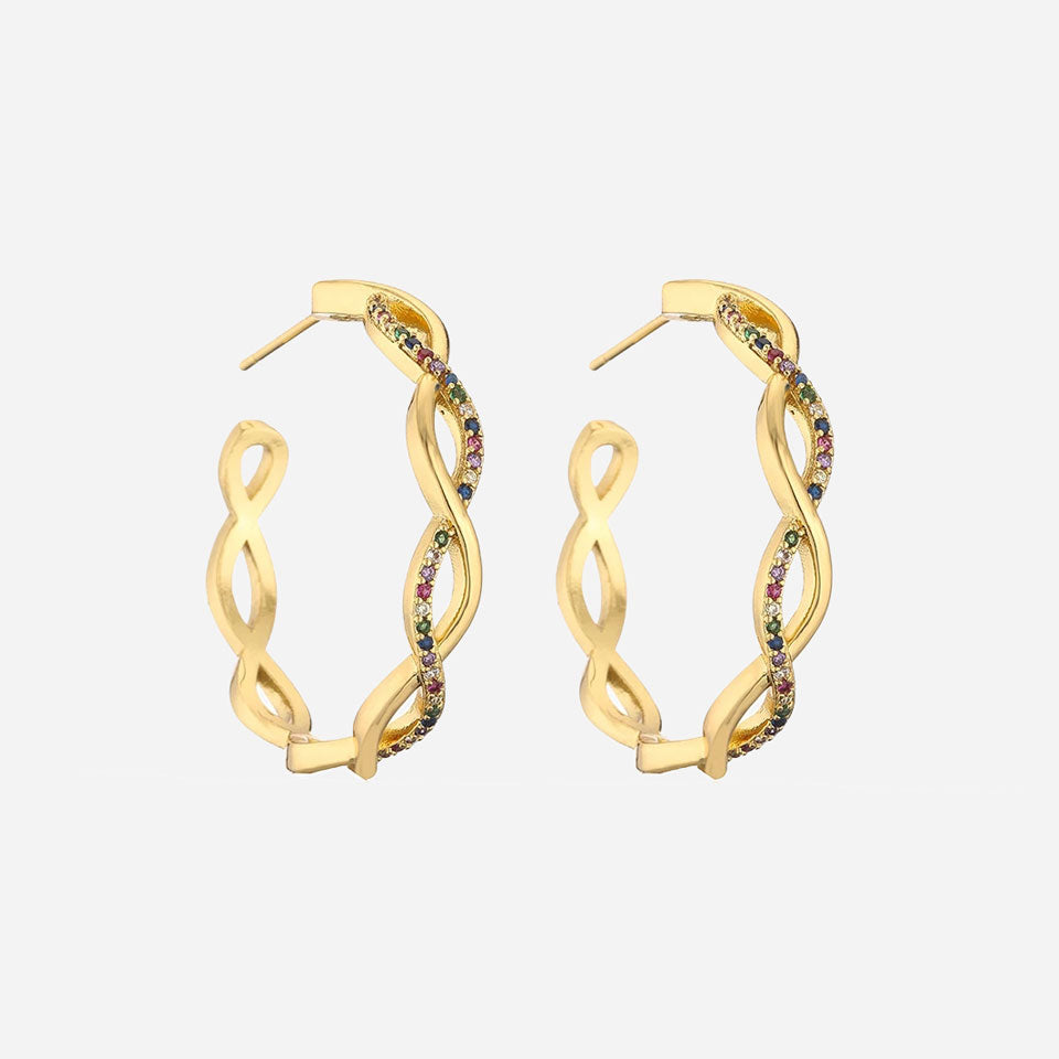 Round Wave Multi Hoops 18K Guldpläterad