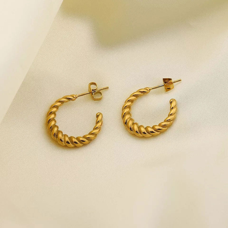 Small Twist Hoops 18K Guldpläterad