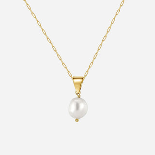 Classic Sötvattenspärla Halsband 925 Silver 18K Guldpläterad