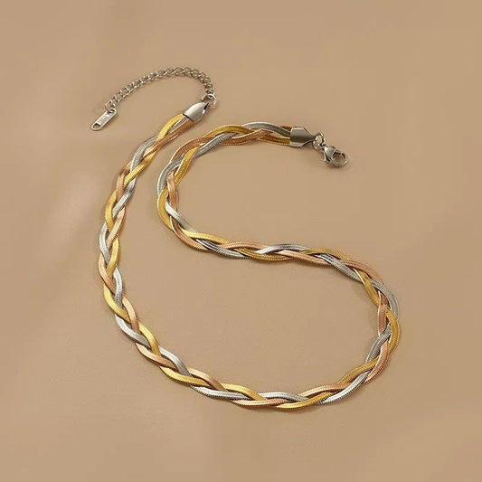 Triple Twisted Snake Choker 18K Rosa/Guldpläterad 7mm