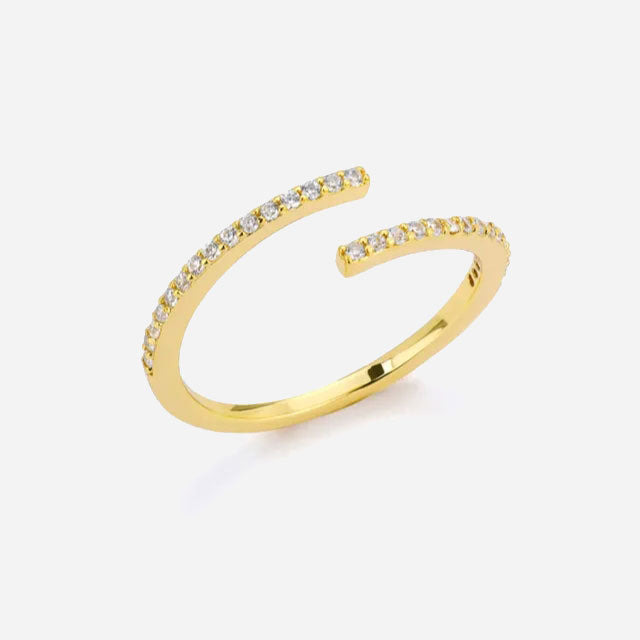 Glittrande Classic Zirconia Ring 18K Guldpläterad