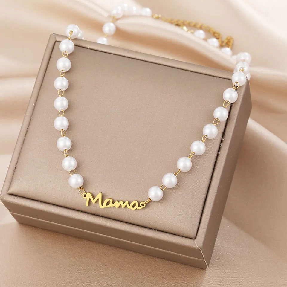 Mama Pearl Halsband 18K Guldpläterad