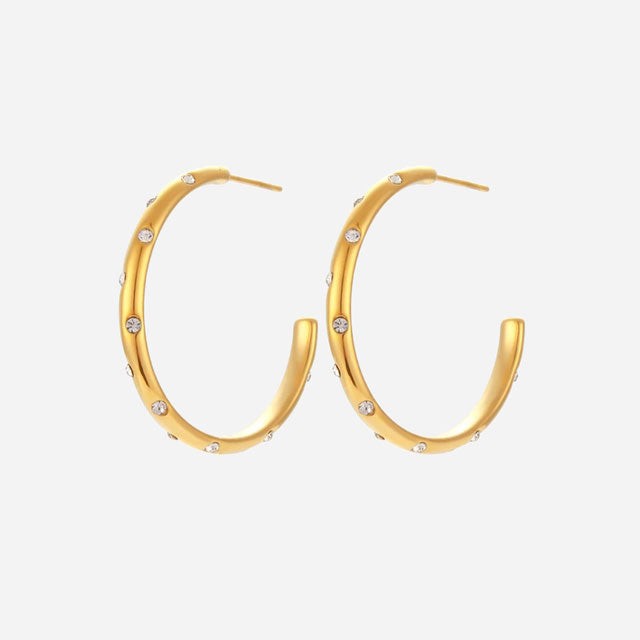 Elegant Zirconia Hoops 18K Guldpläterad