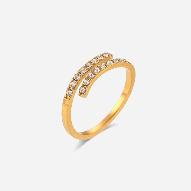 Rhinestone Layer Ring 18K Guldpläterad