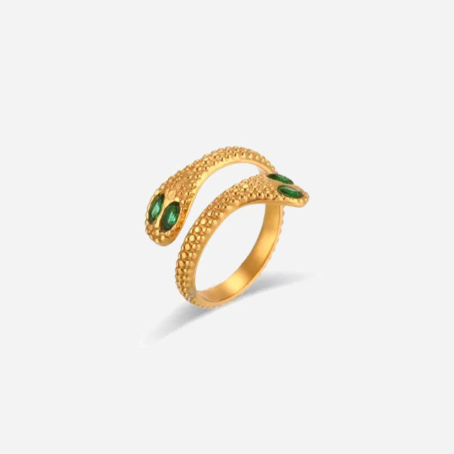 Green Snake Deluxe Ring 18K Guldpläterad