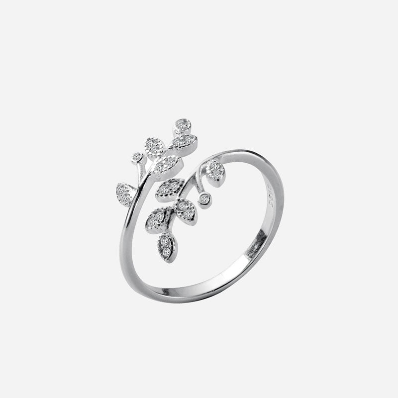 Zirconia Deluxe Leaf Ring 925 Silver